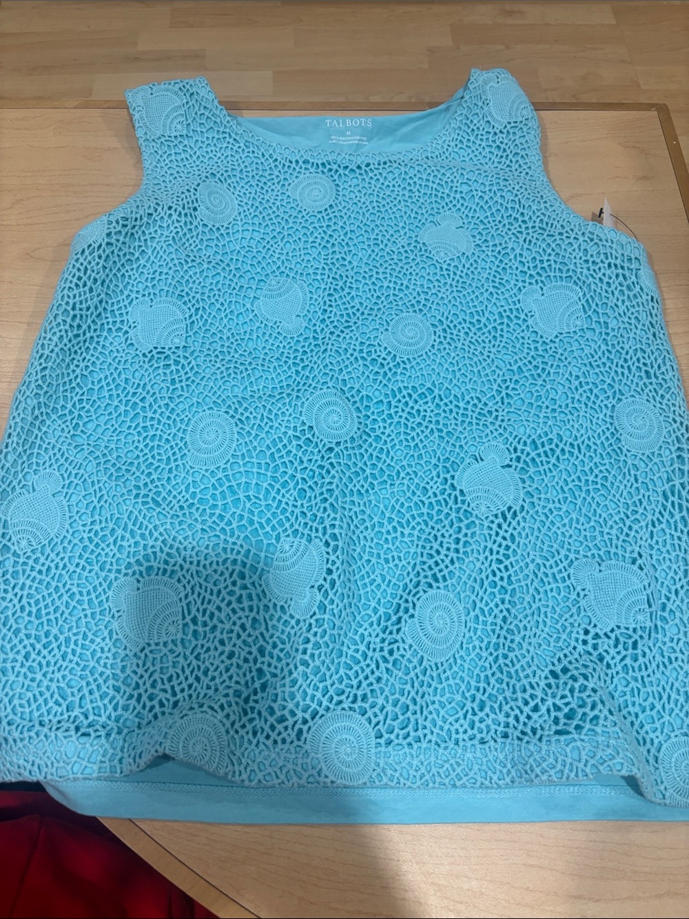 Talbots Aqua Crochet Shell Tank